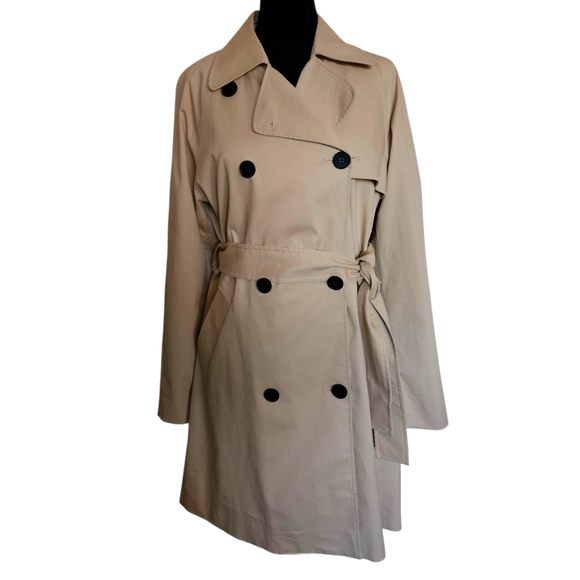Quince Jackets & Blazers - Quince Beige Double-Breasted Trench Coat, Size Medium